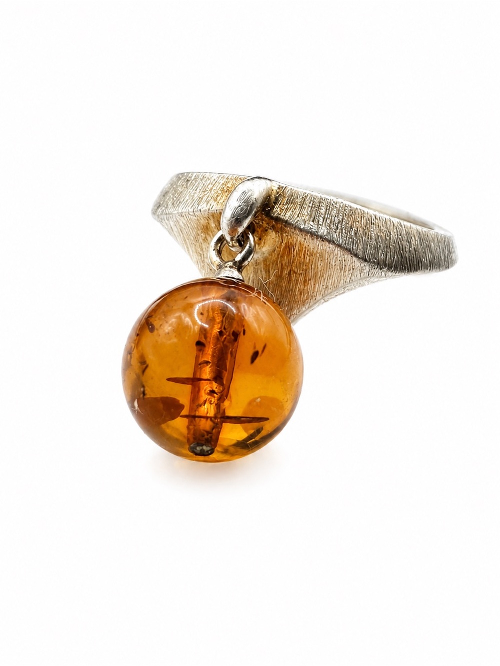 Amber Orb Drop Ring — Women’s Silver Sterling Size 10
